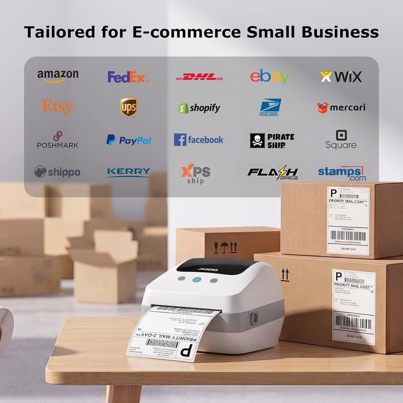 JADENS 410WF Dual-Band Wi-Fi 4x6 Shipping Label Printer White