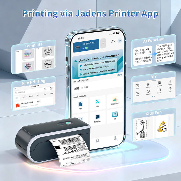 JADENS 568P Battery Powered Thermal Printer