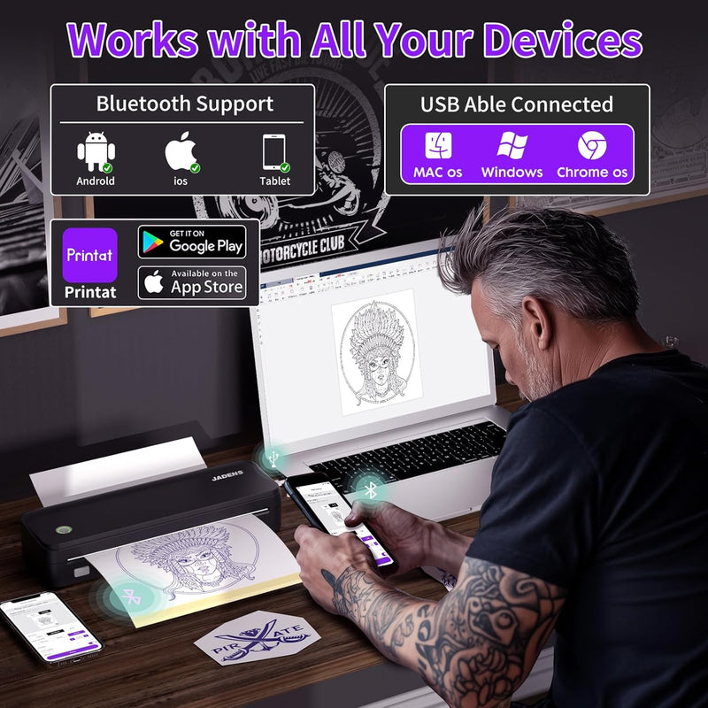 JADENS JD-116 Bluetooth Thermal Tattoo Stencil Printer