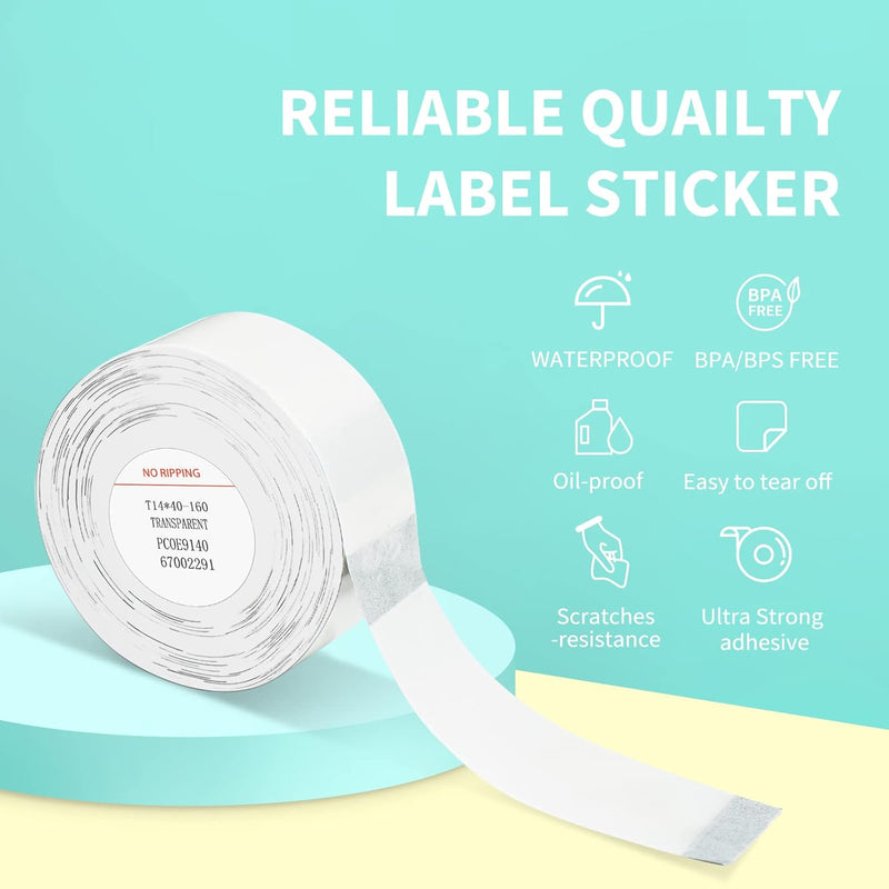 JADENS Transparent Label Maker Tape 14x40mm (0.55" x1.57 ")