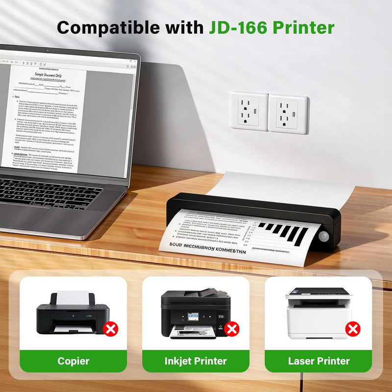 JADENS Thermal Printer A4 / US Letter Fan-Fold Paper Compatible with JD-166