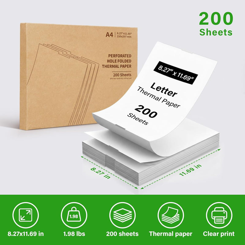 JADENS Thermal Printer A4 / US Letter Fan-Fold Paper Compatible with JD-166
