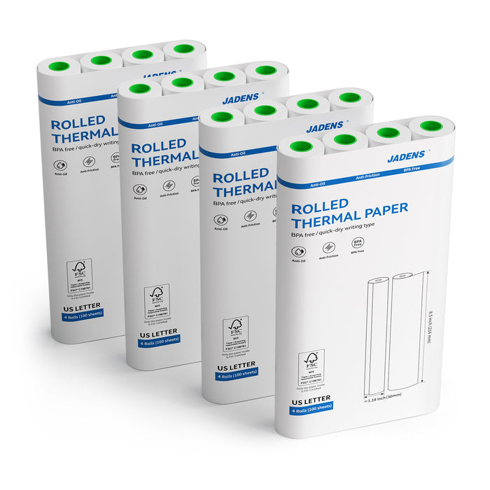 JADENS 8.5''x11'' US Letter Size Quick-Dry Thermal Printer Paper