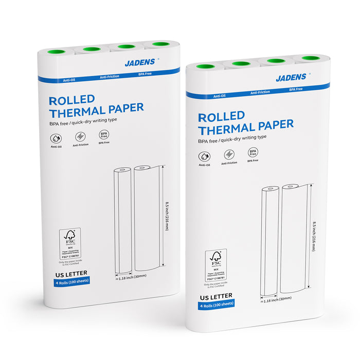 JADENS 8.5''x11'' US Letter Size Quick-Dry Thermal Printer Paper