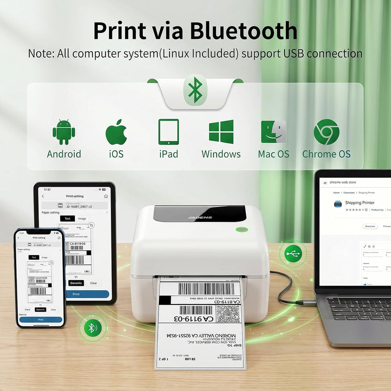 JADENS 168BT Classic Wireless Shipping Label Printer