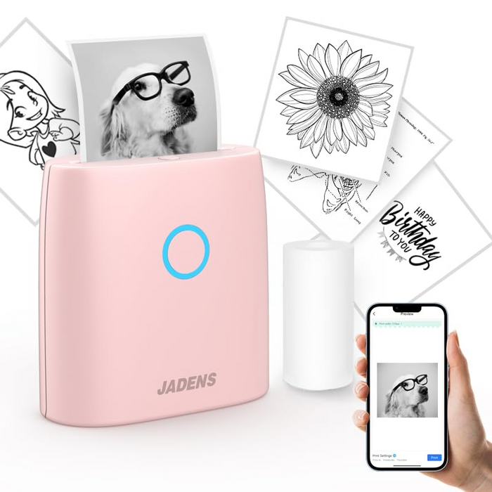 JADENS JD-21 Mini Sticker Printer-2 Inch Bluetooth Thermal Pocket Printer