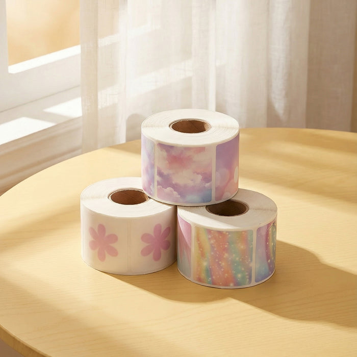 JADENS 2inch Self-Adhesive Label Circle Sticker Label - 3Rolls Mixed Patterns