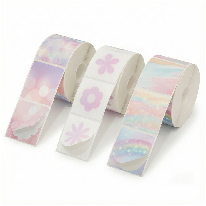 JADENS 2inch Self-Adhesive Label Circle Sticker Label - 3Rolls Mixed Patterns
