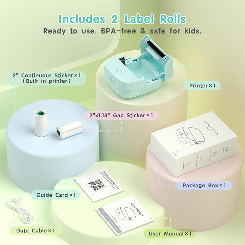JD-23 Mini 2 Inch Thermal Sticker Printer Green
