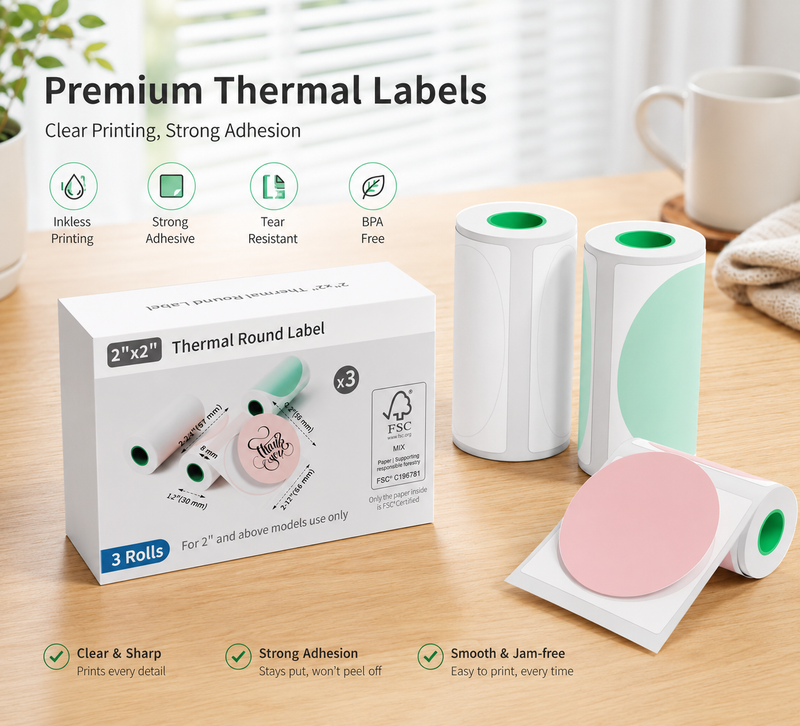 JD-23 Sticker Printer 2 Inch Round Thermal Sticker Paper