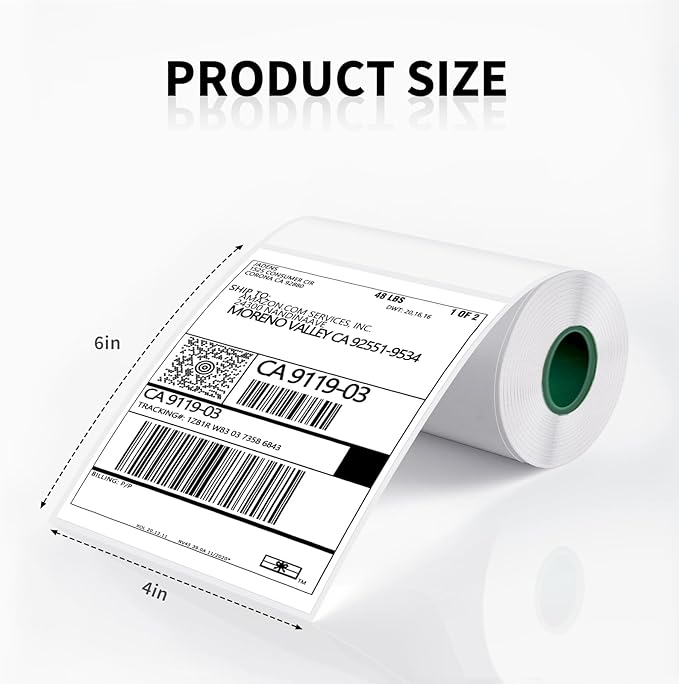 JADENS 2 Rolls Thermal Label Paper, 4"×6" Compatible with C10