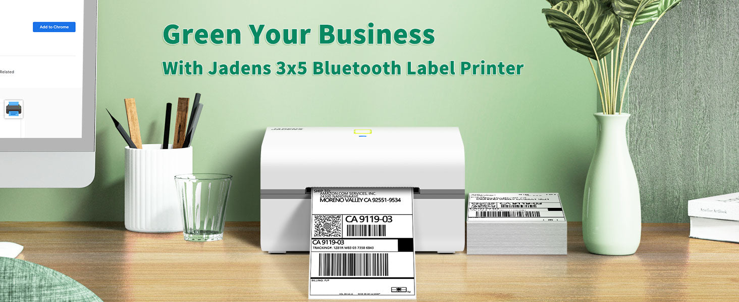  JADENS Label Makers, Bluetooth Label Printer for Barcode,  Address, Clothing, Mailing, Small Business, Home, Portable Label Maker  Compatible with iOS & Android, with 1Pack 50 30mm Label 132*91*61mm :  Office Products