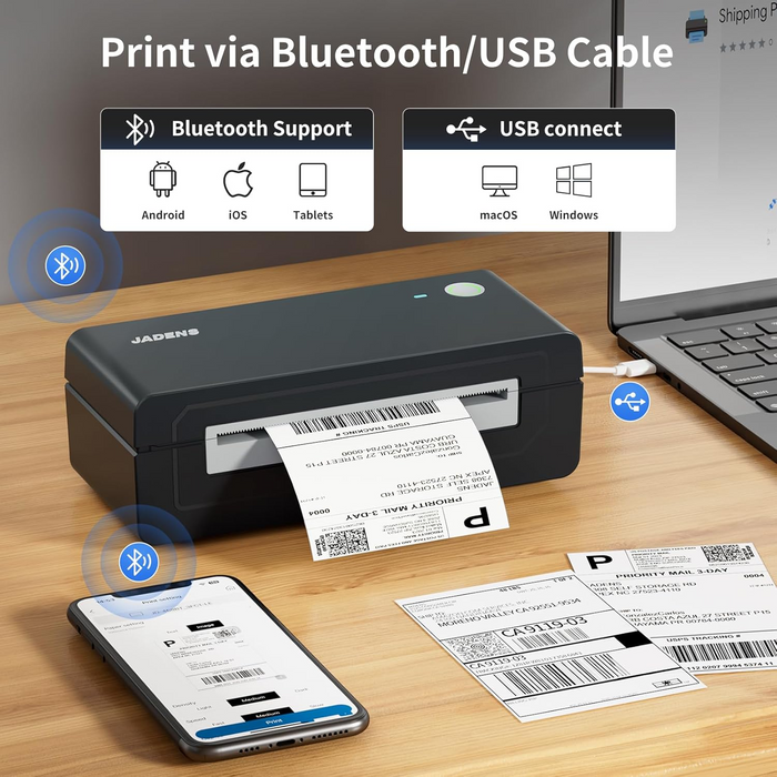 JADENS 668BT Bluetooth Wireless Thermal  Shipping Label Printer