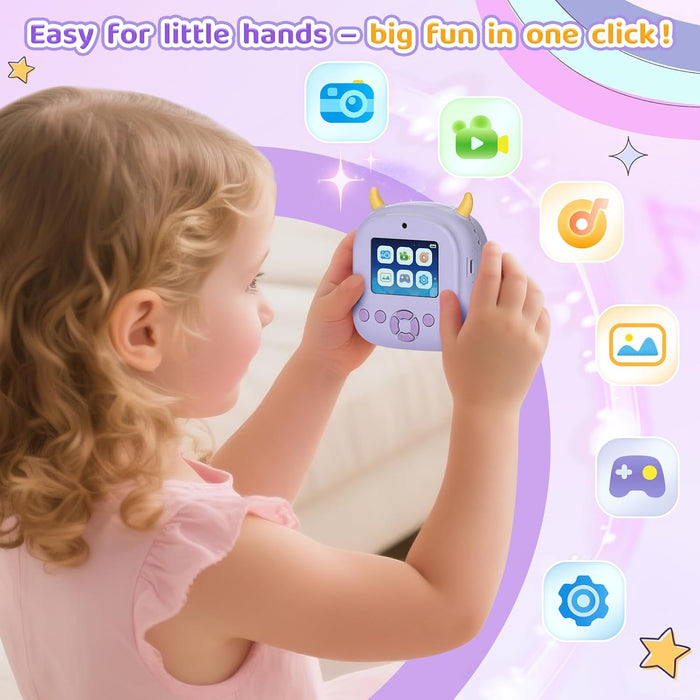 Kids Instant Camera Printer 1080P Selfie & Video Gift for Ages 3–12 Purple
