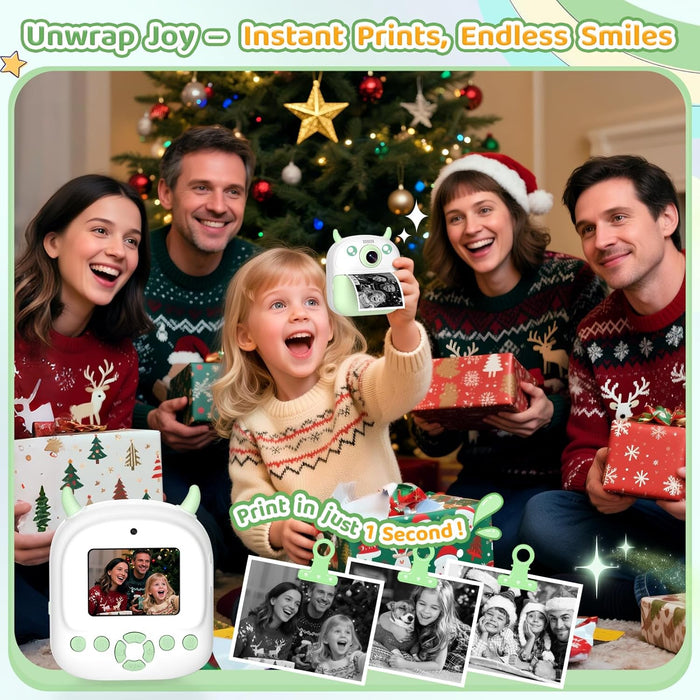 Kids Instant Camera Printer 1080P Selfie & Video Gift for Ages 3–12 White