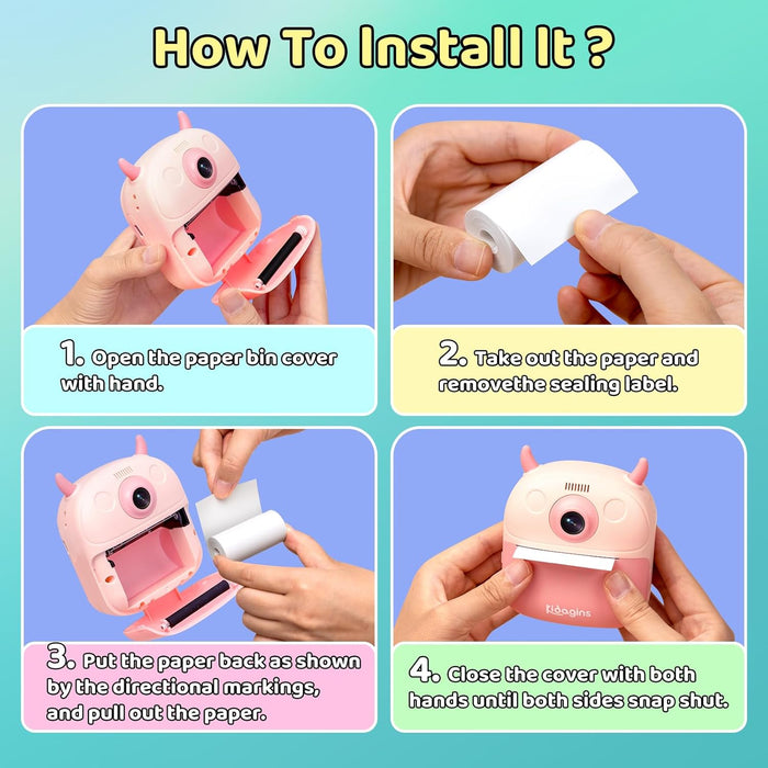Kids Instant Camera Printer 6 Rolls Refill Sticker Thermal Paper