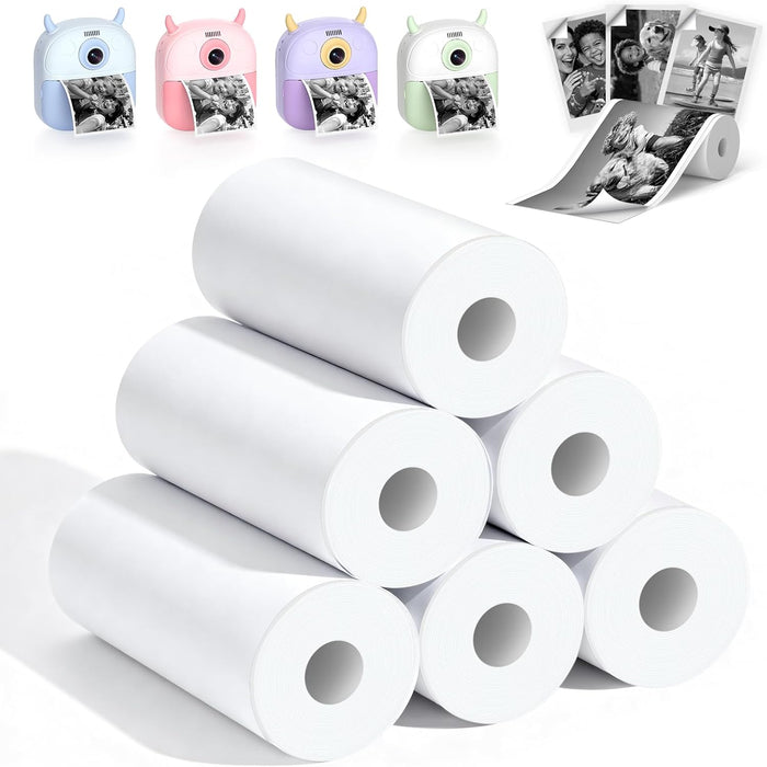 Kids Instant Camera Printer 6 Rolls Refill Sticker Thermal Paper