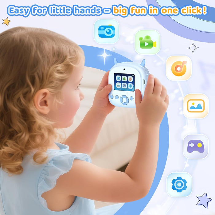 Kids Instant Camera Printer 1080P Selfie & Video Gift for Ages 3–12 Blue