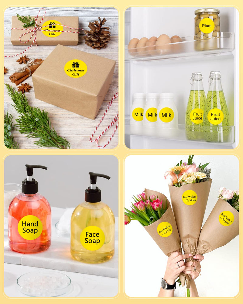 JADENS 2inch Self-Adhesive Label Circle Sticker Label Yellow Color