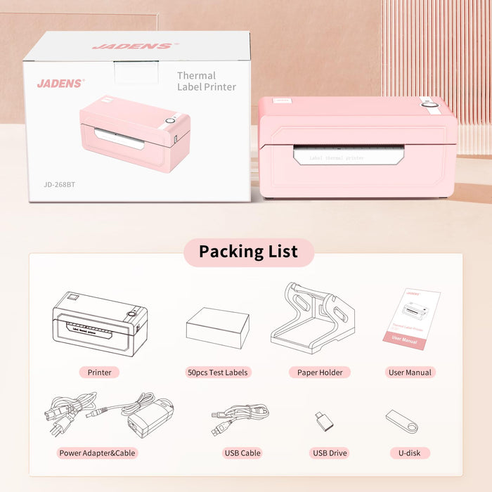 Shipping label printer 268bt pink packing list