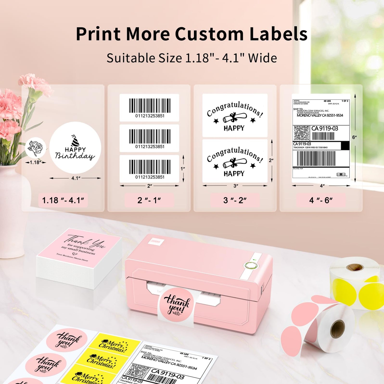 Thermal Shipping Label Printer 268BT - Bluetooth Shipping Printer — JADENS