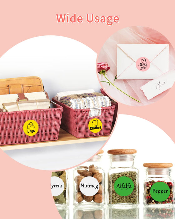 JADENS 2inch Self-Adhesive Label 4 Circle Sticker Label Mixed Color