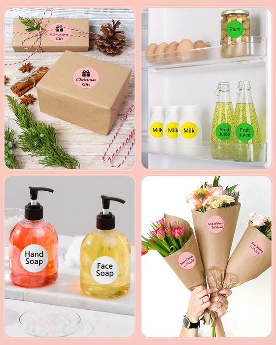 JADENS 2inch Self-Adhesive Label 4 Circle Sticker Label Mixed Color