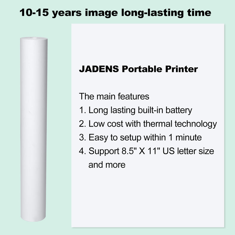 JADENS 4 Rolls A4 Long-lasting Thermal Paper for Portable Printer
