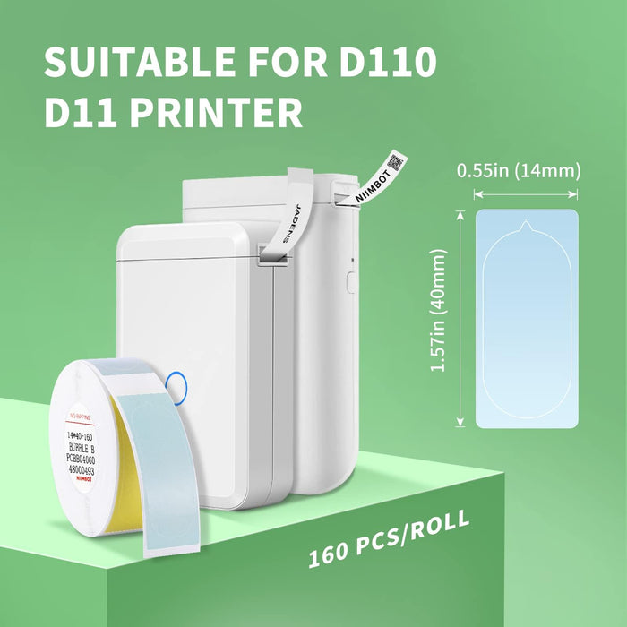 Jadens D110/D11 Cinta para hacer etiquetas - Burbuja de 0.55 x 1.57" (130 etiquetas) 