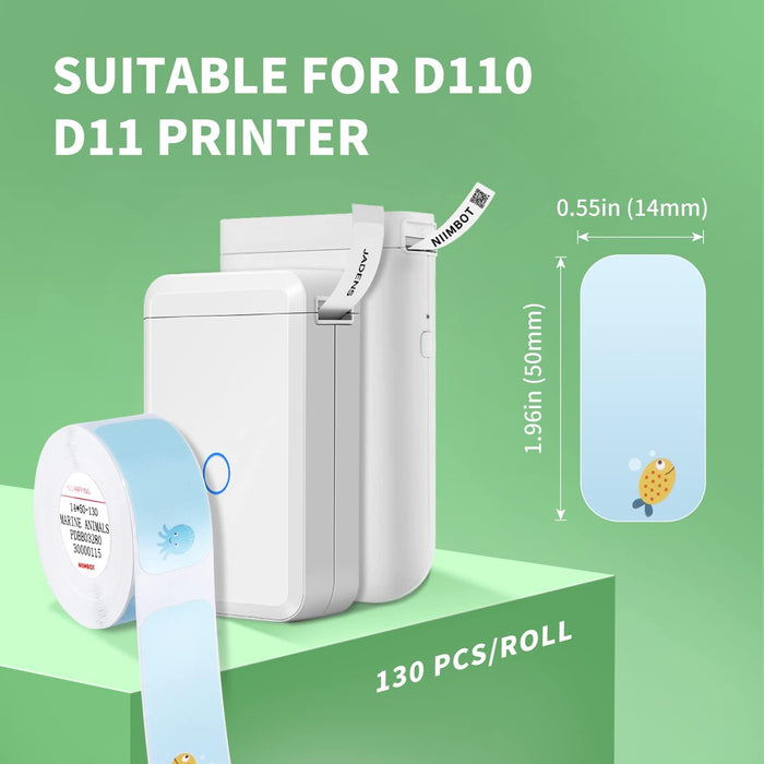 Jadens D110/D11 Label Maker Tape - 0.55 x1.57"' Lindo animal (130 etiquetas) 
