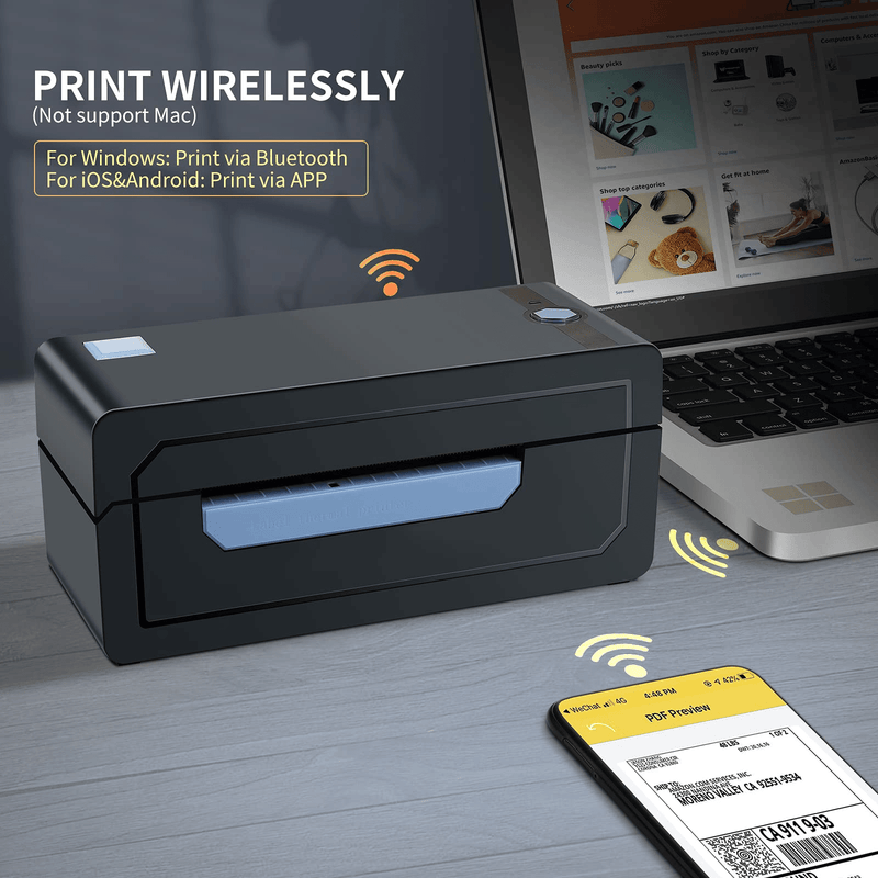 JADENS Thermal Shipping Label Printer 268BT black printer wireless