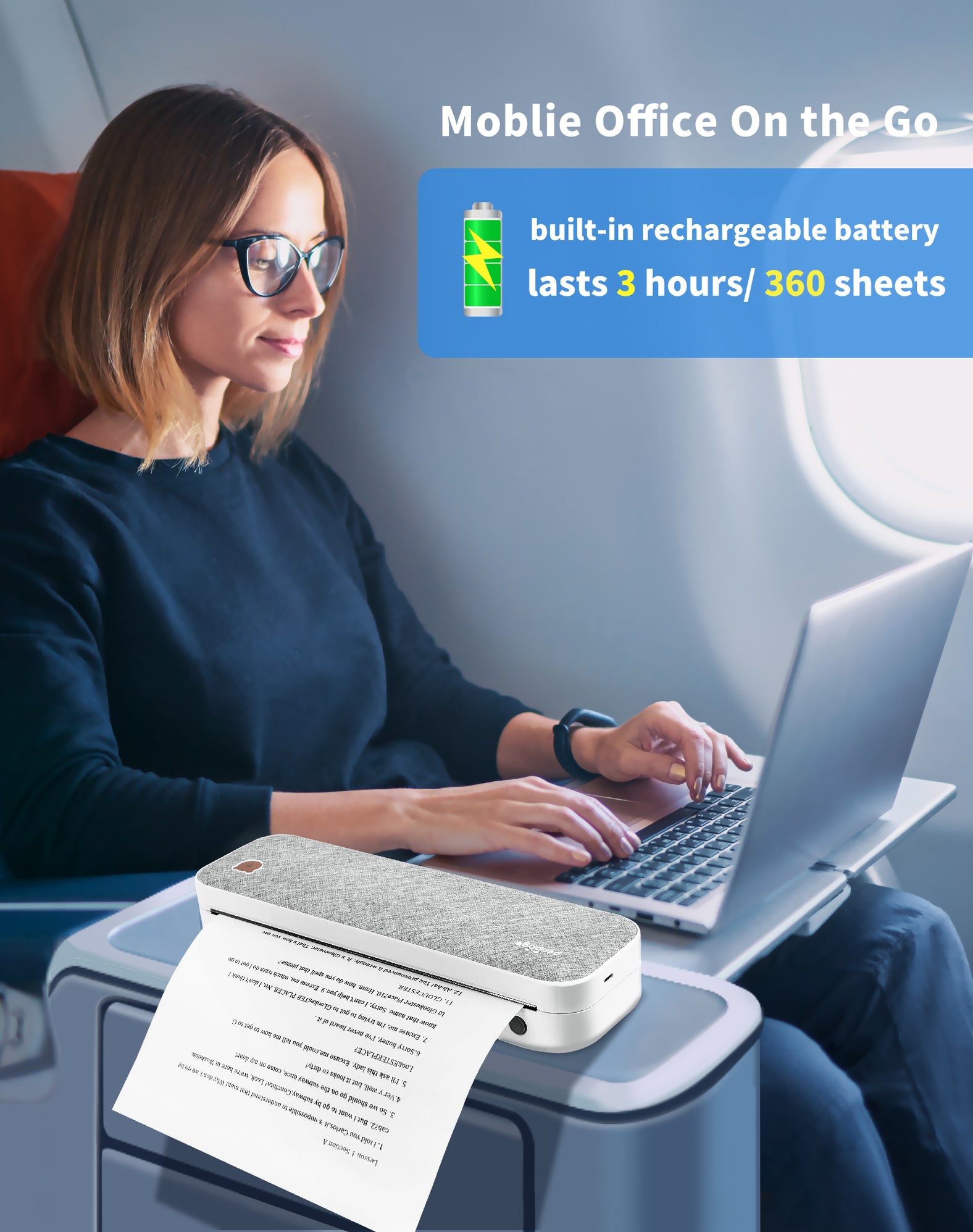 JADENS Portable Thermal Printer A4 Supports US Letter