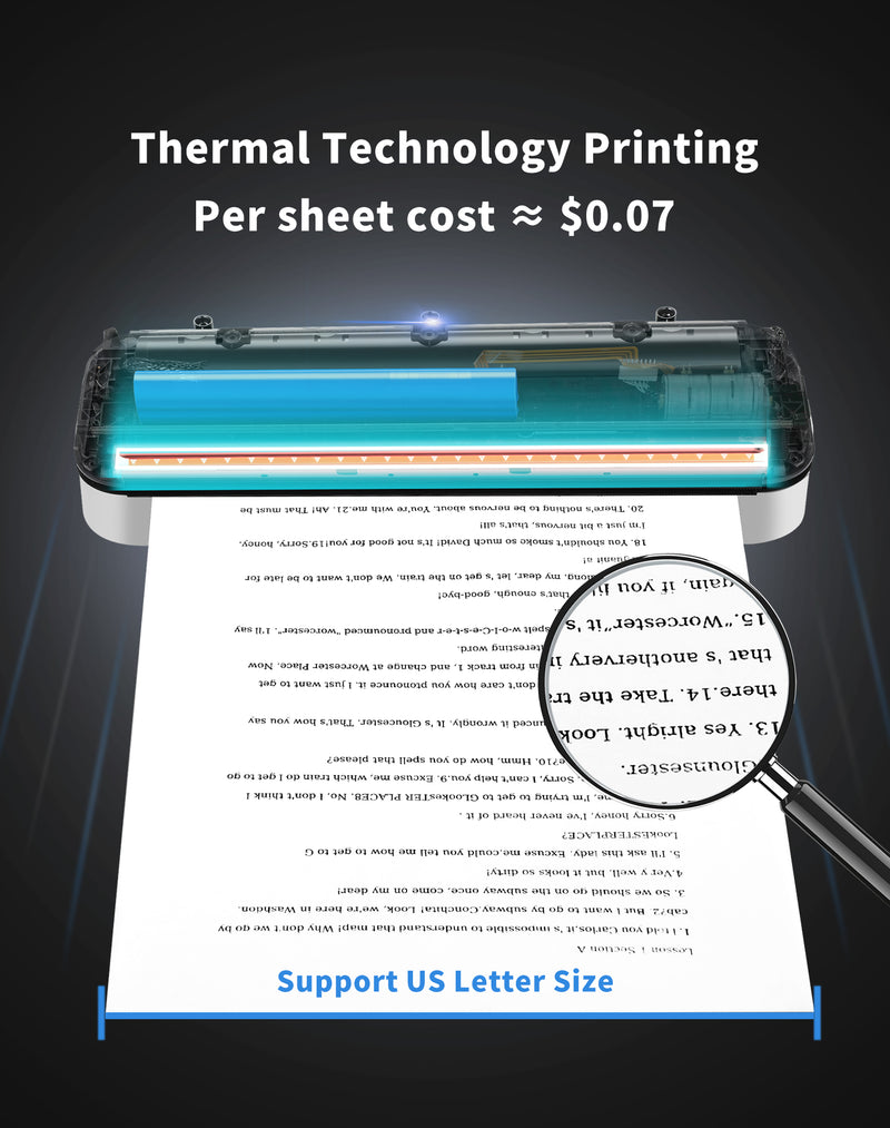 JADENS A40 Portable Thermal Printer Supports US Letter