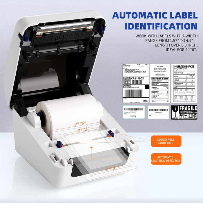 Wireless Thermal Printer Shipping Label Printer Classic White
