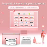 Bluetooth Shipping Label Printer 468BT Pink compatible with multiple platforms