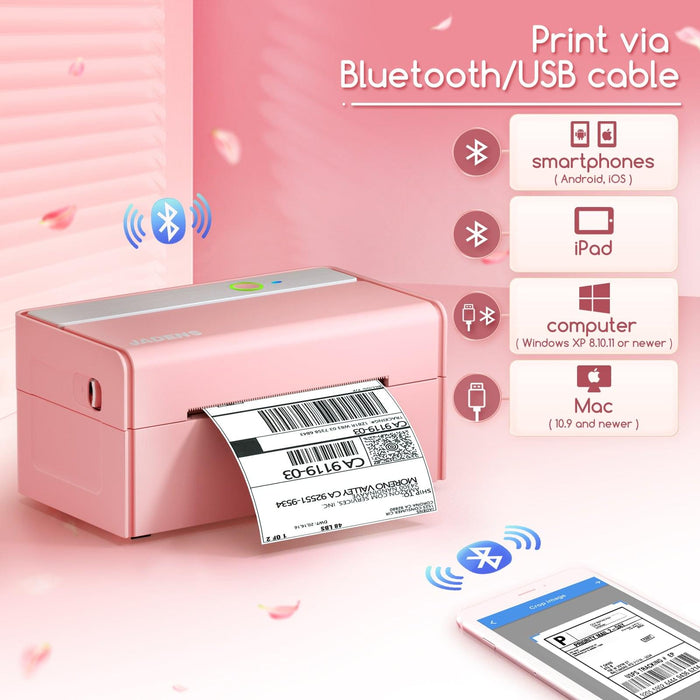  MUNBYN Pink Shipping Label Printer, [Upgraded 2.0