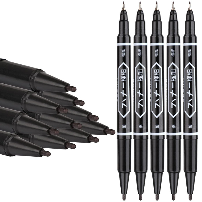 JADENS 10 Pieces Quick-Drying Pen, Ink 0.5mm Extra Fine Point Pens Liquid Ink Pen Rollerball Pens, Compatible with Any Thermal Direct Paper (Black)
