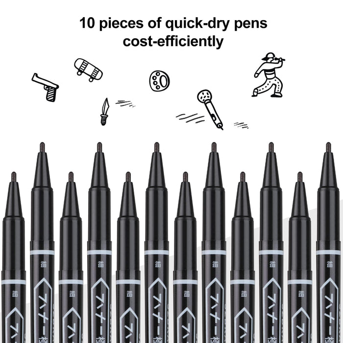 JADENS 10 bolígrafos de secado rápido, tinta de 0,5 mm, bolígrafos de punta extrafina, bolígrafos de tinta líquida, compatibles con cualquier papel térmico directo (negro) 