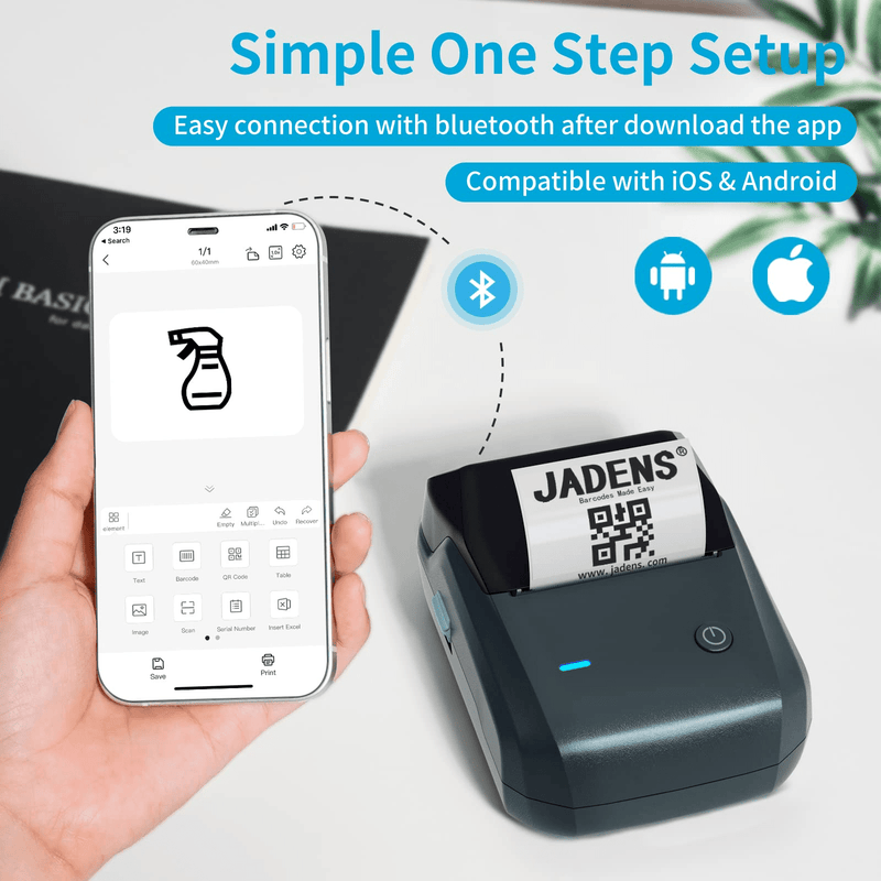 JADENS  B1 Bluetooth 2-Inch Label Maker Printer